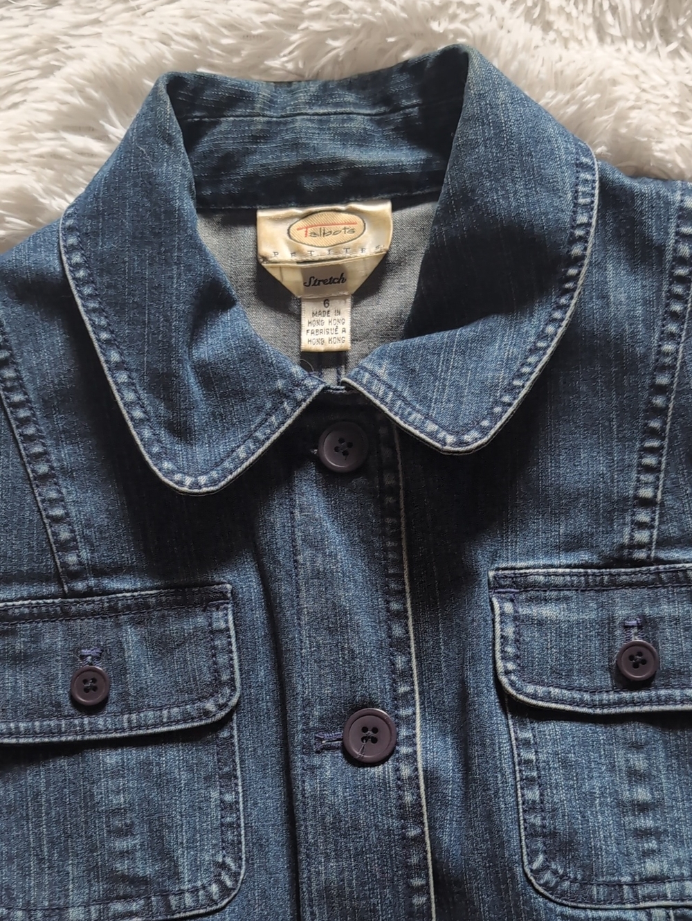 Y2K Vintage Talbots Blue Stretch Denim Princess Seam Jean Jacket 6 Petite - Picture 3 of 13